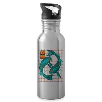 Cyborg Koi Fish Cyber Punk Cyber Esthétique Ges - Gourde avec paille intégrée - argent clair - Droite