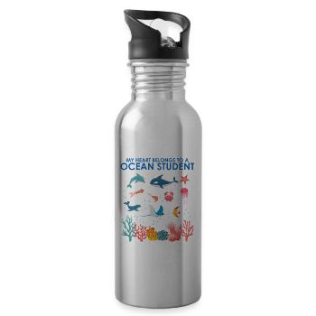 Heart belongs to a marine biologist - Water bottle with straw - silver - Right