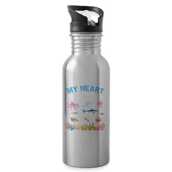 Herz gehört Mikrobiologen Mikrobiologie Meer - Trinkflasche mit integriertem Trinkhalm - Lightsilver - Rechts