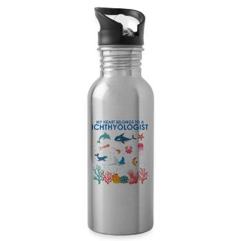 Herz gehört Ichthyologe Meeresbiologe Meer - Trinkflasche mit integriertem Trinkhalm - Lightsilver - Rechts