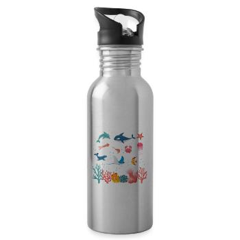 Herz gehört Mikrobiologen Mikrobiologie Meer - Trinkflasche mit integriertem Trinkhalm - Lightsilver - Rechts