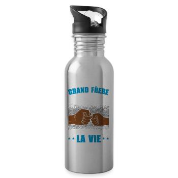 grand frère et petit frère unis pour la vie check - Gourde avec paille intégrée - argent clair - Droite