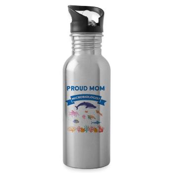 Proud Mom Microbiology Biology Biologist Sea - Water bottle with straw - silver - Right