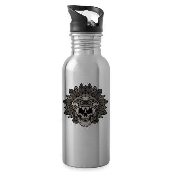 Quetzalcoatl Aztec Gothic Skull Goth Maya Inca G - Gourde avec paille intégrée - argent clair - Droite