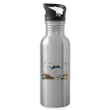 Diving Diver Marine Biologist Marine Biology Ocean - Water bottle with straw - silver - Right