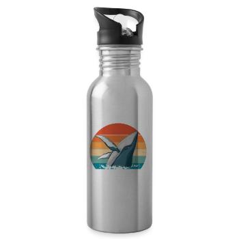 Wal Wale Ozean Meer Meeresbiologe Tauchen Retro - Trinkflasche mit integriertem Trinkhalm - Lightsilver - Rechts
