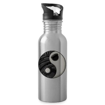 Cyborg Ying Yang Cyber Punk Yin Yang Cyber Geschen - Trinkflasche mit integriertem Trinkhalm - Lightsilver - Rechts