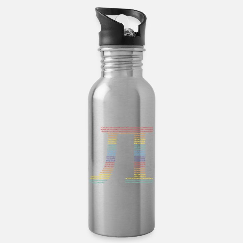 Pi Symbol Math Math Numbers Rainbow - Water bottle with straw - silver