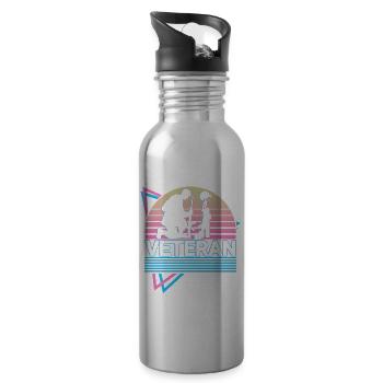 Veteran US Army US Soldier Retro Gift - Water bottle with straw - silver - Right