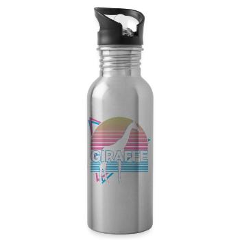 Giraffe Retro Geschenk - Trinkflasche mit integriertem Trinkhalm - Lightsilver - Rechts