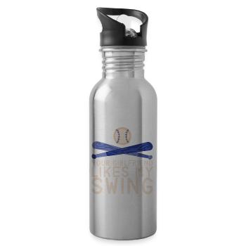 Your Girlfriend Likes My Swing 15 - Trinkflasche mit integriertem Trinkhalm - Lightsilver - Rechts