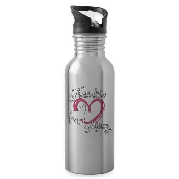 Frenchie Mom Motif Cute French Bulldog - Water bottle with straw - silver - Right