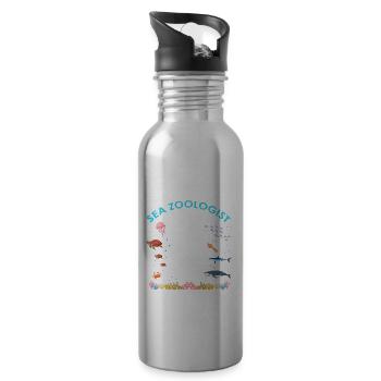 Zooologe Meeresbiologe Geburtstagsparty 3 Jahre - Trinkflasche mit integriertem Trinkhalm - Lightsilver - Rechts