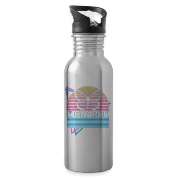 Monarch Butterfly Retro Gift - Water bottle with straw - silver - Right