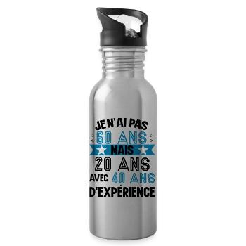 Cadeau anniversaire 60 ans rigolo homme - Gourde avec paille intégrée - argent clair - Droite