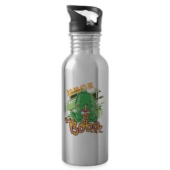 Kawaii Bubble Tea T-Rex Lustiger Boba Tee - Trinkflasche mit integriertem Trinkhalm - Lightsilver - Rechts