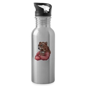 Großmutter Bär - Geschenk Oma Enkelkind - Trinkflasche mit integriertem Trinkhalm - Lightsilver - Rechts