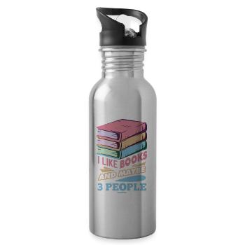 I Like Books And Maybe 3 People - Trinkflasche mit integriertem Trinkhalm - Lightsilver - Rechts