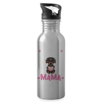 Rauhaardackel Mama - Trinkflasche mit integriertem Trinkhalm - Lightsilver - Rechts