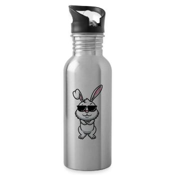 White Rabbit Emoticons Rabbit - Water bottle with straw - silver - Right