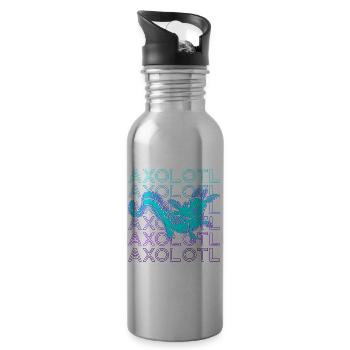 Axolotl Rétro Cadeau - Gourde avec paille intégrée - argent clair - Droite