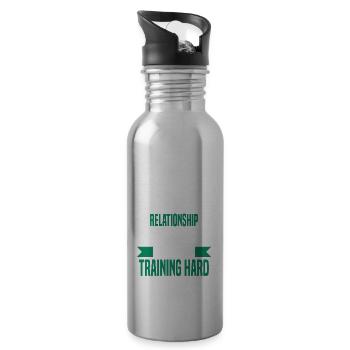 Triathlon motif for triathletes - Water bottle with straw - silver - Right