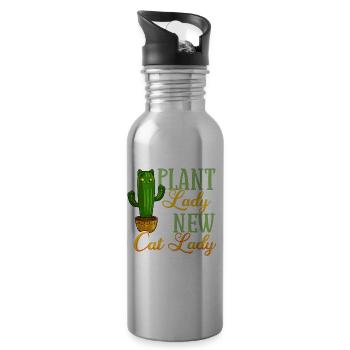Catcus Cactus Chat Plantes Succulentes Cactus - Gourde avec paille intégrée - argent clair - Droite