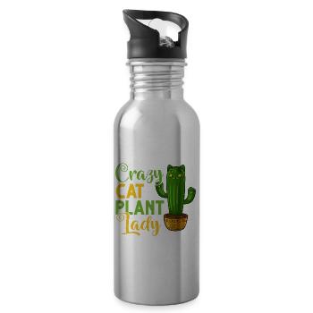 Catcus Cactus Chat Plantes Succulentes Cactus - Gourde avec paille intégrée - argent clair - Droite