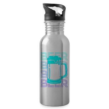 Beer Retro Gift - Water bottle with straw - silver - Right