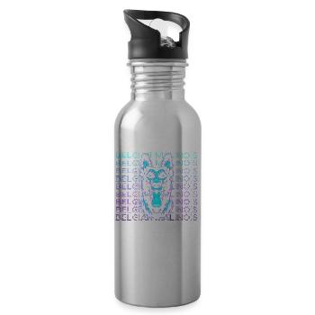 Belgian Malinois Retro Gift - Water bottle with straw - silver - Right