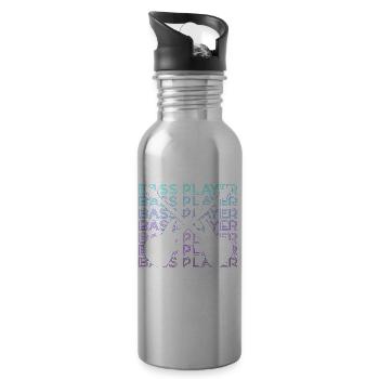 Bass Player Retro Gift - Water bottle with straw - silver - Right