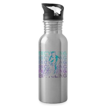 Fahrradfahren Biker Biking Retro Geschenk - Trinkflasche mit integriertem Trinkhalm - Lightsilver - Rechts