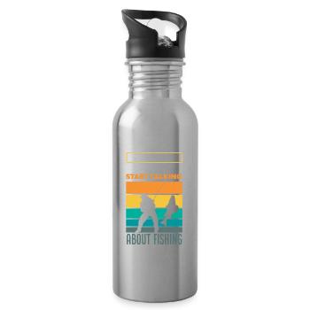 Lustiges Angeln Angler Fischer Geschenk - Trinkflasche mit integriertem Trinkhalm - Lightsilver - Rechts