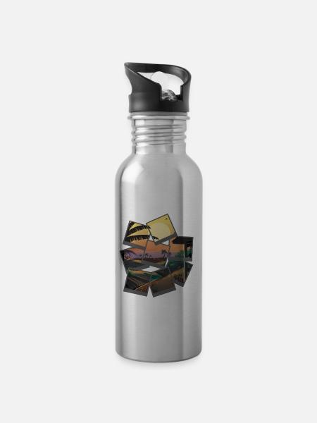 Sunset Beach Party Holiday - Trinkflasche mit integriertem Trinkhalm - Lightsilver