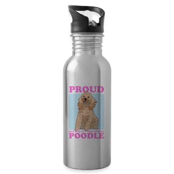 Pudel Mom | Hundebesitzer Hundeliebhaber Geschenk - Trinkflasche mit integriertem Trinkhalm - Lightsilver - Rechts