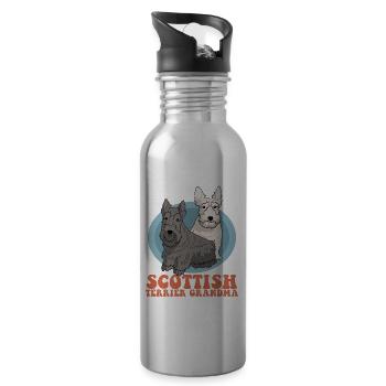 Scottish Terrier Grandma | Dog Owner Gift - Water bottle with straw - silver - Right