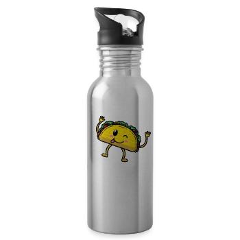 Taco Emoticon Cuisine mexicaine - Gourde avec paille intégrée - argent clair - Droite