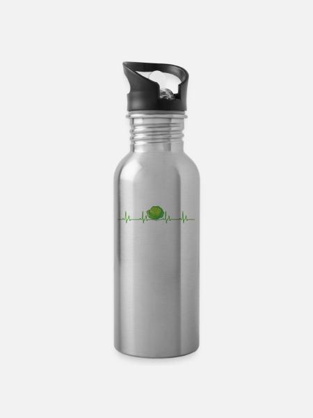 Kohl Herzschlag - Trinkflasche mit integriertem Trinkhalm - Lightsilver