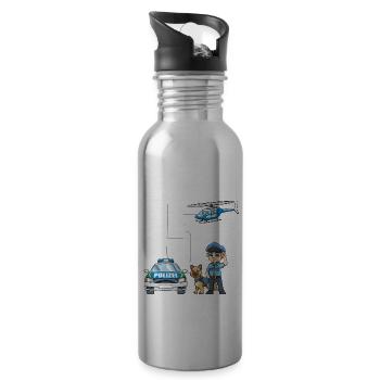 5 Geburtstag Polizei Shirt - 5 Jahre Alt Geschenk - Trinkflasche mit integriertem Trinkhalm - Lightsilver - Rechts