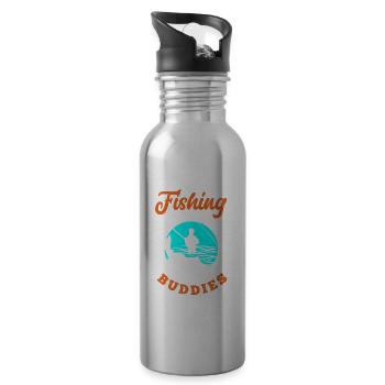 Lustiges Angeln Angler Fischer Geschenk - Trinkflasche mit integriertem Trinkhalm - Lightsilver - Rechts