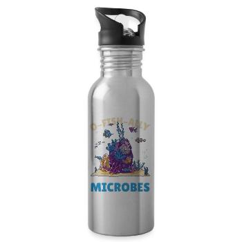 O-Fish-Ally autorisé à étudier les microbes marins - Gourde avec paille intégrée - argent clair - Droite
