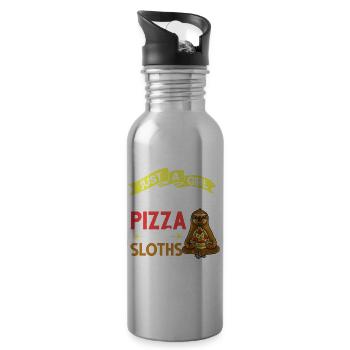 Sloth Pizza Delivery Pizzeria Italian - Water bottle with straw - silver - Right
