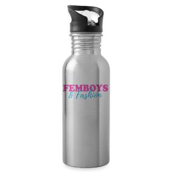 Femboy-Geschenk - Trinkflasche mit integriertem Trinkhalm - Lightsilver - Rechts