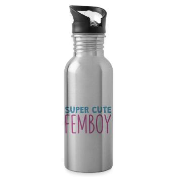 Lustiges Femboy-Geschenk - Trinkflasche mit integriertem Trinkhalm - Lightsilver - Rechts
