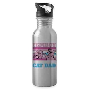 Lustiges Femboy-Geschenk - Trinkflasche mit integriertem Trinkhalm - Lightsilver - Rechts