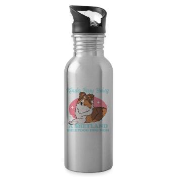 Shetland Sheepdog Mom Sheltie Maîtresse Cadeau - Gourde avec paille intégrée - argent clair - Droite