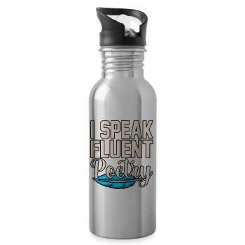 Ich Spreche Fließend Poesie Dichter Gedichte - Trinkflasche mit integriertem Trinkhalm - Lightsilver - Rechts