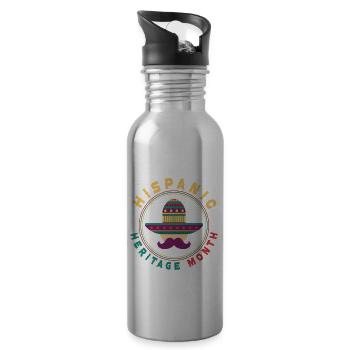 Heritage Month Hispanic Men Woman Flags - Trinkflasche mit integriertem Trinkhalm - Lightsilver - Rechts