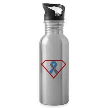 Type One Superhero Diabetes Type 1 Awareness - Trinkflasche mit integriertem Trinkhalm - Lightsilver - Rechts