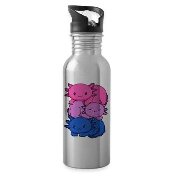 Bisexueller Stolz Bisexuelle Flagge Kawaii Axolotl - Trinkflasche mit integriertem Trinkhalm - Lightsilver - Rechts